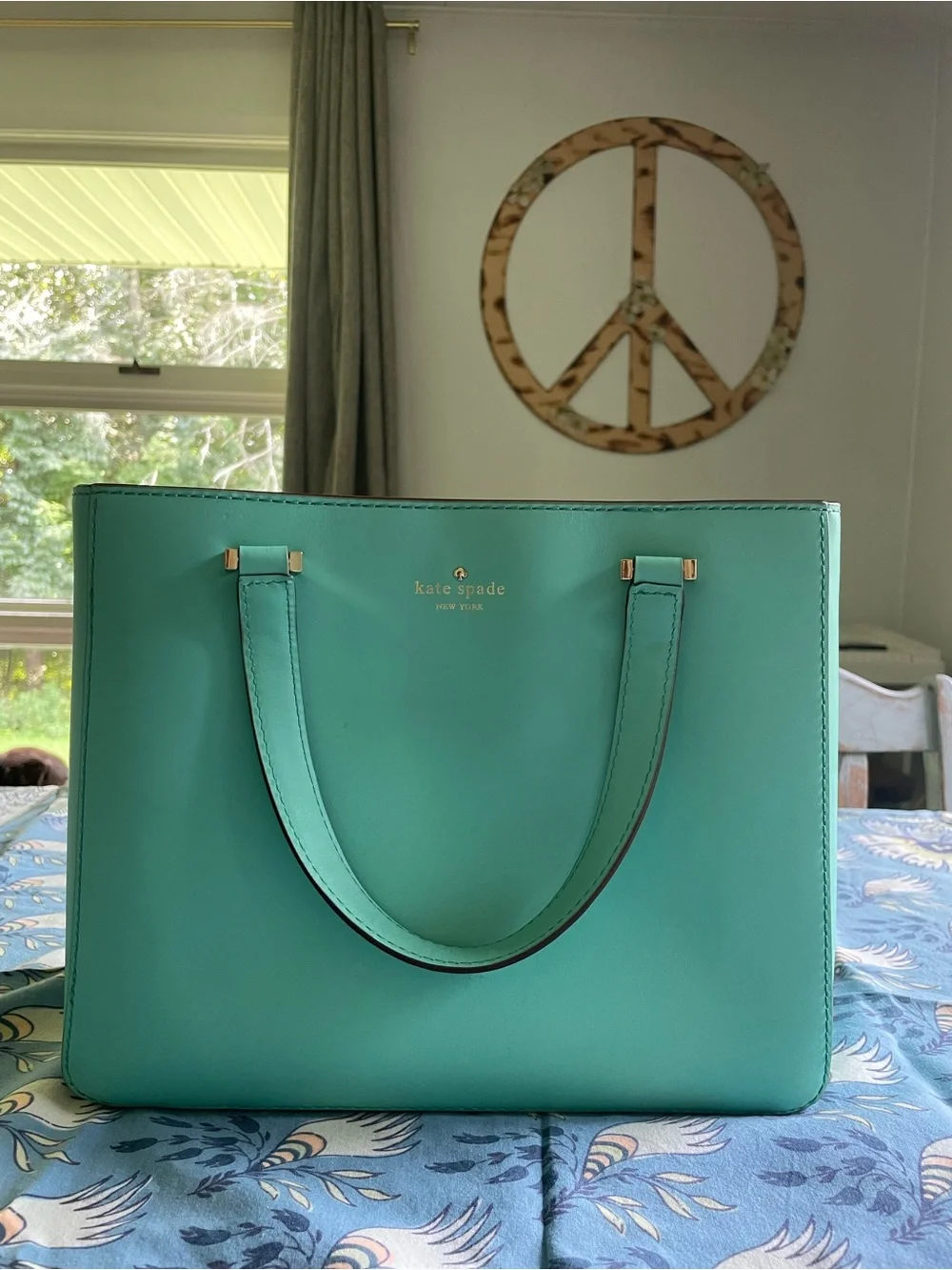 Kate Spade Y2K Turquoise Bow Bottom Leather Vintage Shoulder Bag